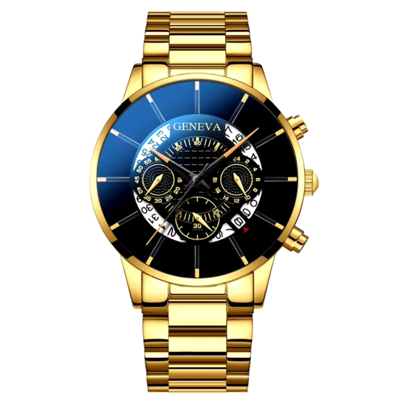 Men's Stainless Steel Quartz Watch - Casual Business Calendar Timepiece