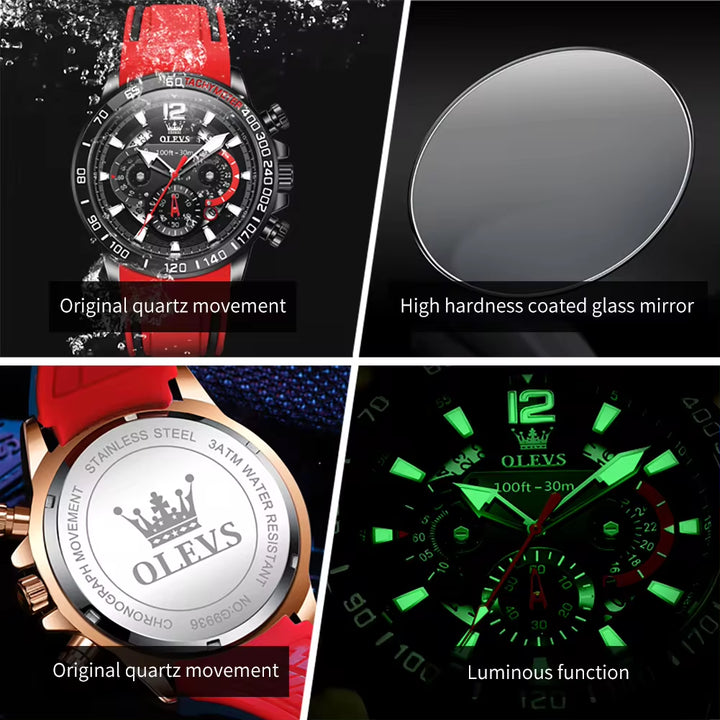 9936 Luminous Red Silica Gel Quartz Watch for Men - Wholesale Resee Brand