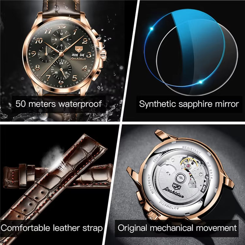 8914 Good Quality Coated Glass Original Movement Stainless Steel Waterproof Mechanical Wrist Watch