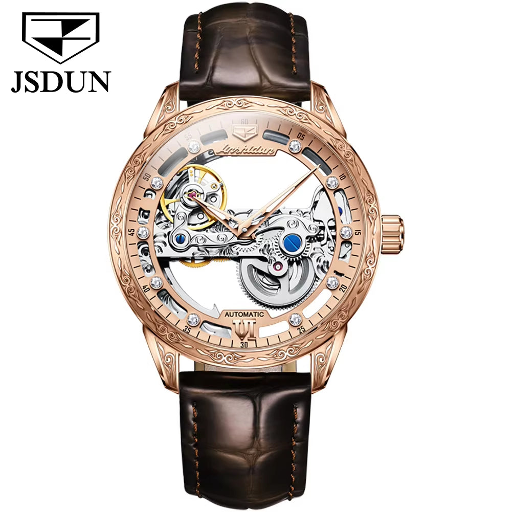 8917 OEM Stainless Steel Luxury Brand Clock Classic Waterproof Luminous Hollow Automatic Tourbillon Mechanical Watch Men