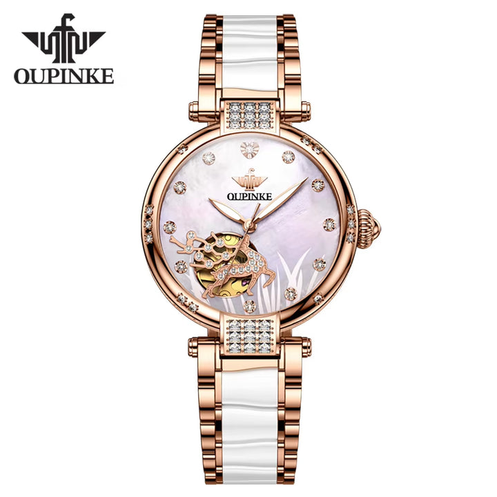 3211 OEM Tourbillon Mechanical Watches Fashion Brand Full Stainless Steel Wholesale Ceramics Women Watch Fast Delivery