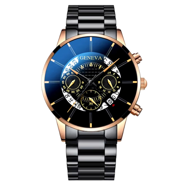 Men's Stainless Steel Quartz Watch - Casual Business Calendar Timepiece