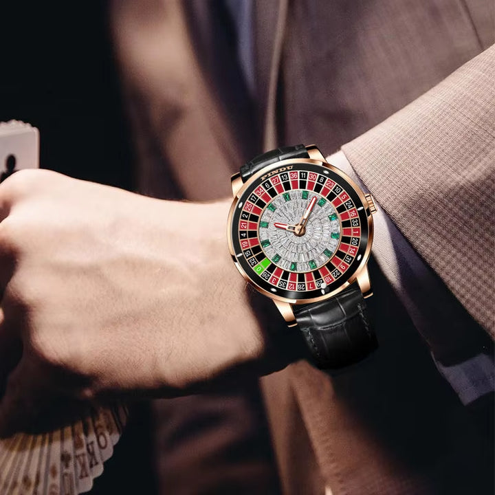 Hot Sell Watch for Men Luxury Roulette Wheel Spinning Mechanical Watches Wrist Hollow Out Casino Watches Men Automatic