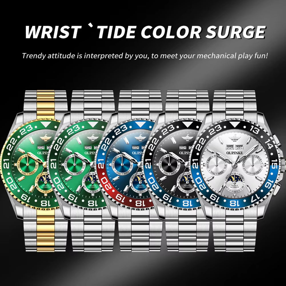 3271 Custom OEM/ODM Logo Fashion Multifunctional Sports Automatic Mechanical Watch for Men - Stainless Steel and Waterproof