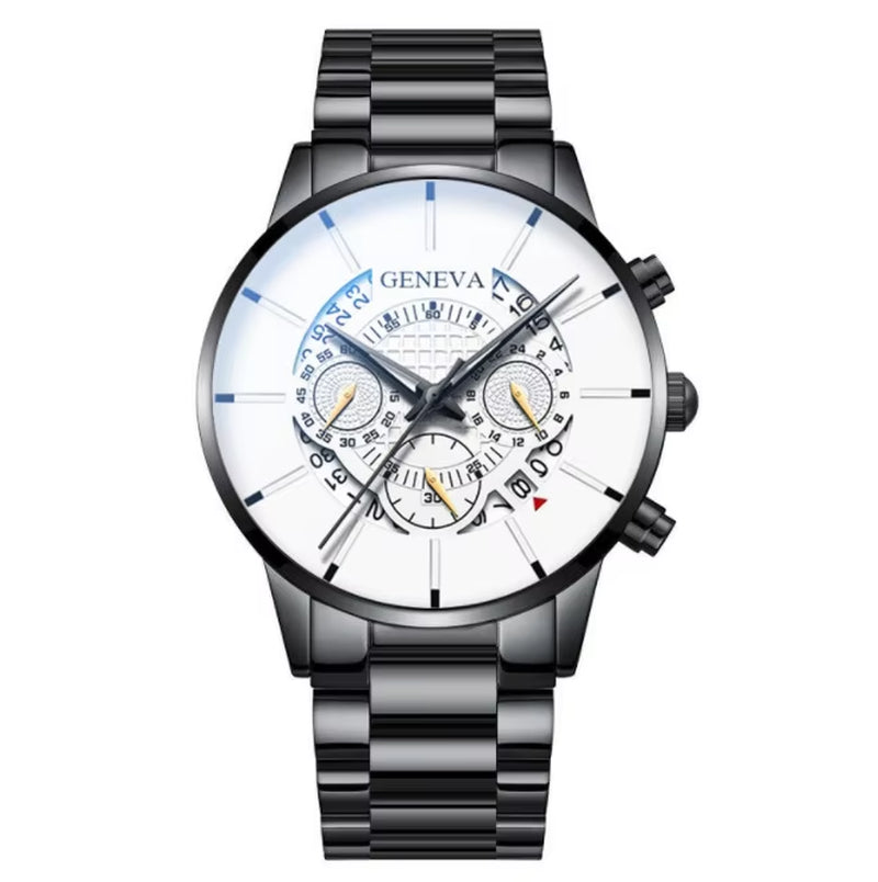 Men's Stainless Steel Quartz Watch - Casual Business Calendar Timepiece