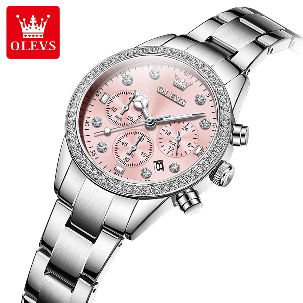 9909 Women Watches Fashion Luxury Date Quartz Full Diamond Watch Women Gold Stainless Steel Business Watch