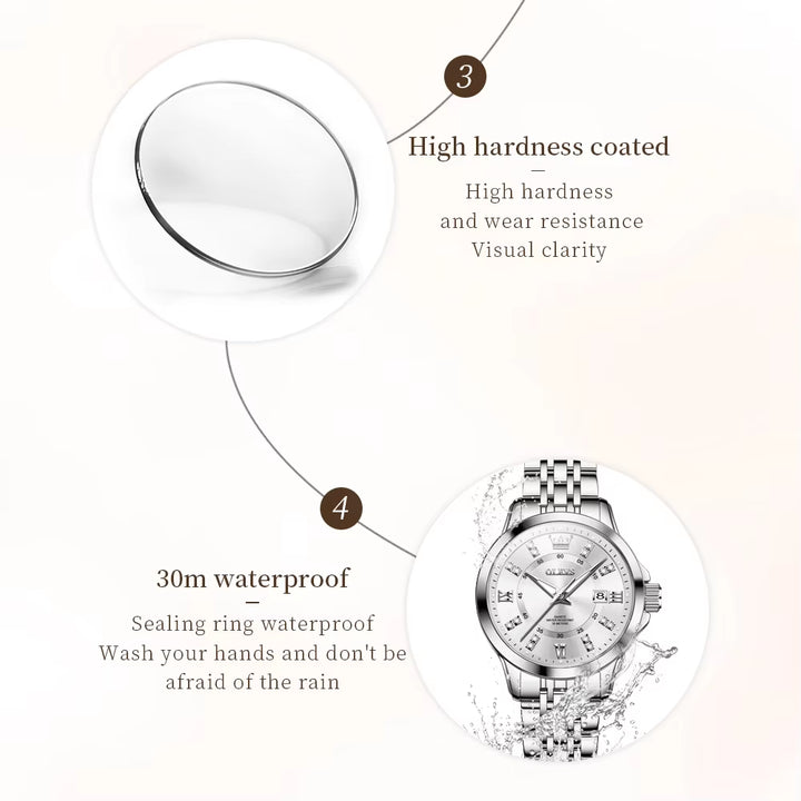 OLEVS 3620 Factory Luxury Couple Luminous Steel Band Watch Ladies Clock Women and Man Quartz Watch Manufacturer