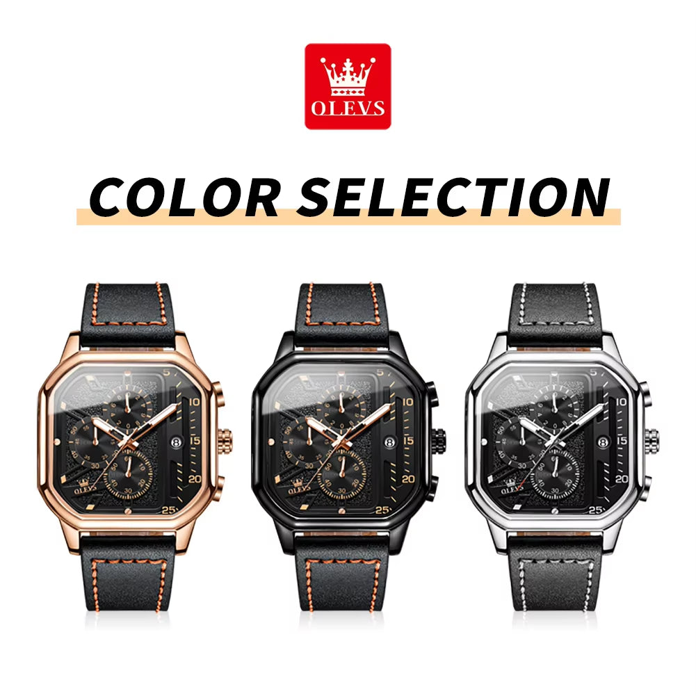 9950 Custom Logo Square Quartz Watch for Men - Casual Skeleton Design