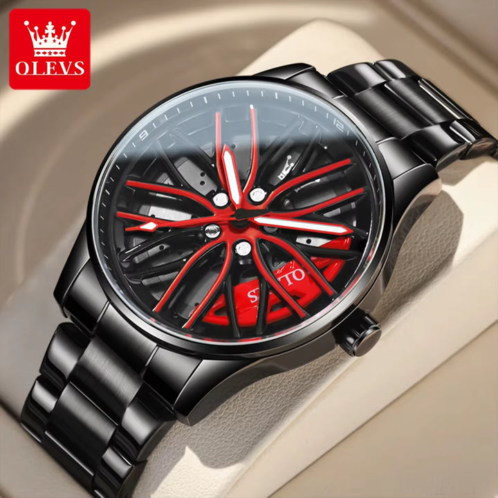 9937 Wholesale Band Unique Creative Quartz Branded Blue Waterproof Car Rim Wheel Steering Watch for Man