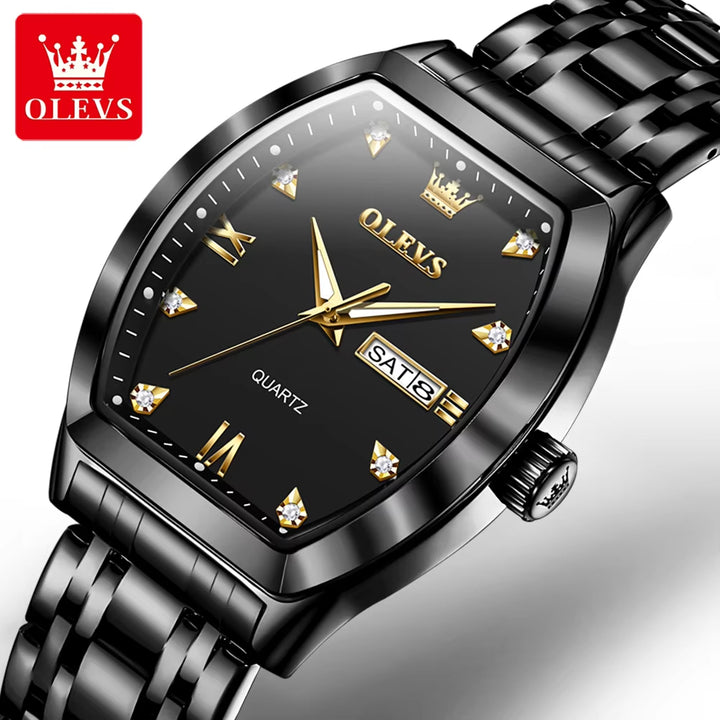 5528 Men's Luxury Gold Square Analog Quartz Watch - Waterproof Men's Wristwatch