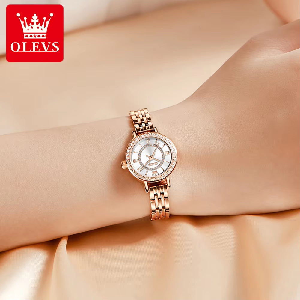 5508 Girl Gifts Diamond Watch Fashion Beatiful Luxurious Diamond Waterproof Steel Mesh Dressing Quartz Women Watch