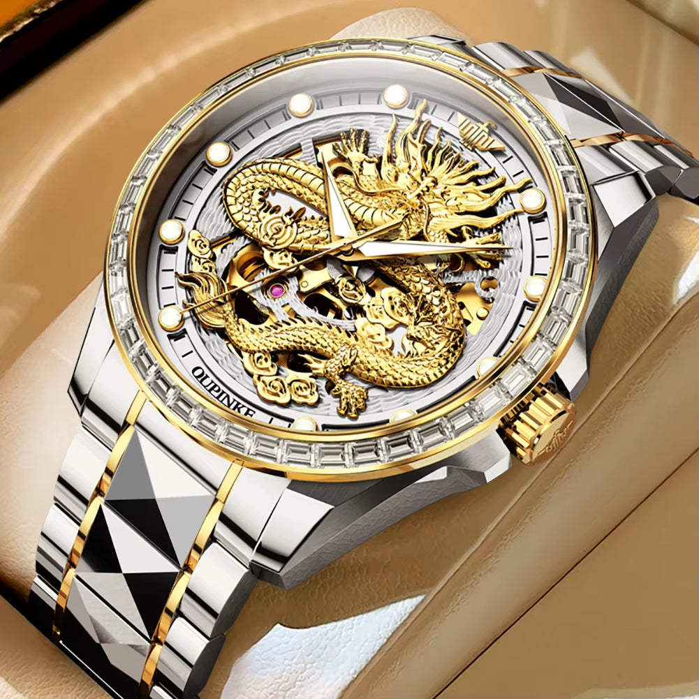 3276 Custom Skeleton Hollow Logo Luxury Stainless Steel Automatic Mechanical Watch for Men