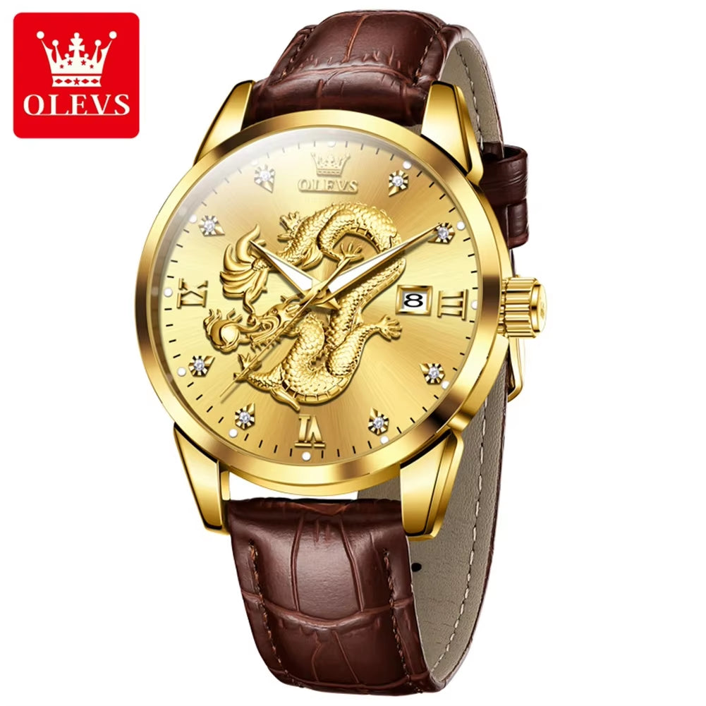 3619 OEM Reloj De Dragon Real 3D Custom Water Resistant Draken Horloge Gold Dragon Watch Men