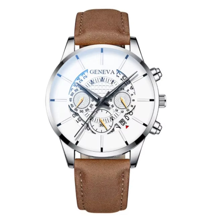 Men's Stainless Steel Quartz Watch - Casual Business Calendar Timepiece