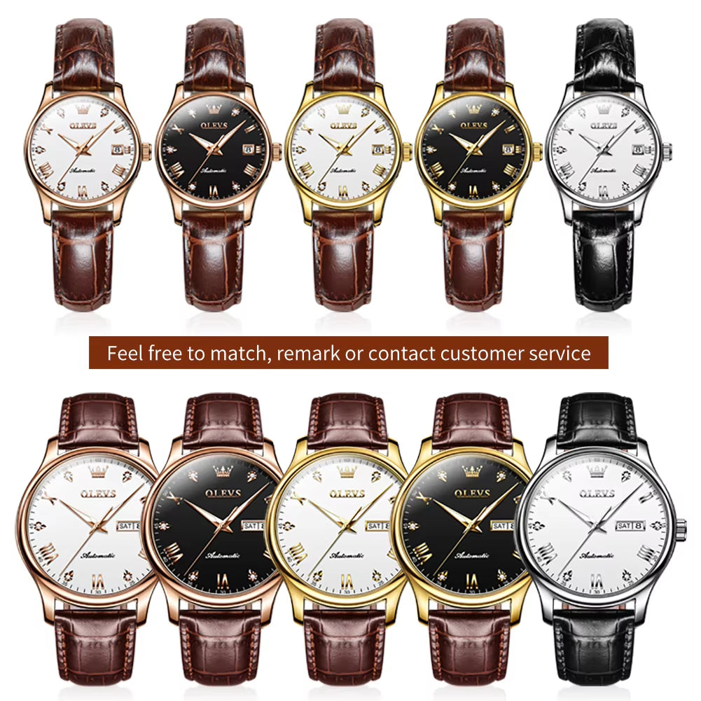 9932 Man Women Dress Watch Top Luxury Brand Couple Mechanical Watch Men Wrist Domed Crystal Dress Watch