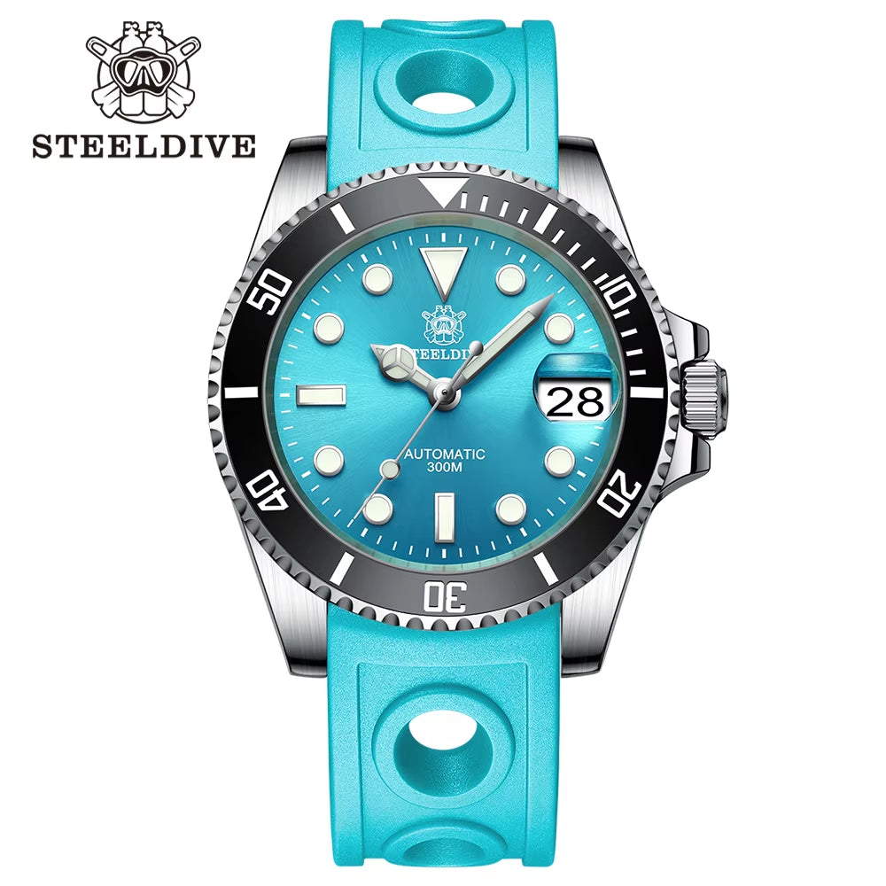 STEELDIVE SD1953 2021 Two-Tone Dial Men's Diving Watch with NH35A Automatic Movement, 30ATM Waterproof Rating, Sapphire Glass, and Ceramic Bezel