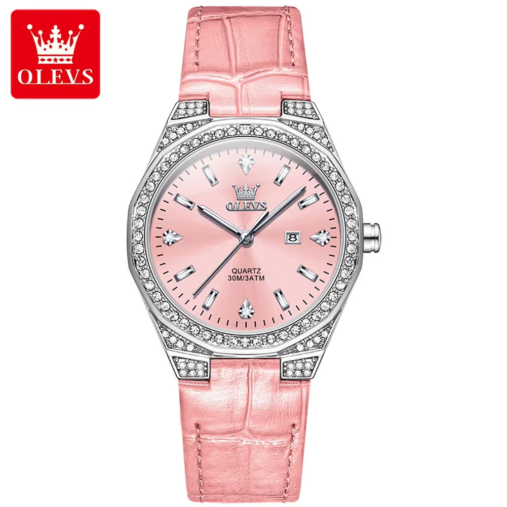 5606 Hot Selling Fashion Alloy Case Leather Band Quartz Watches for Ladies New Design Luxury Waterproof Watches