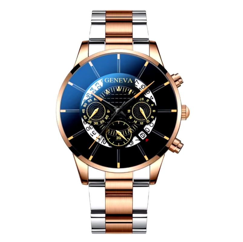 Men's Stainless Steel Quartz Watch - Casual Business Calendar Timepiece