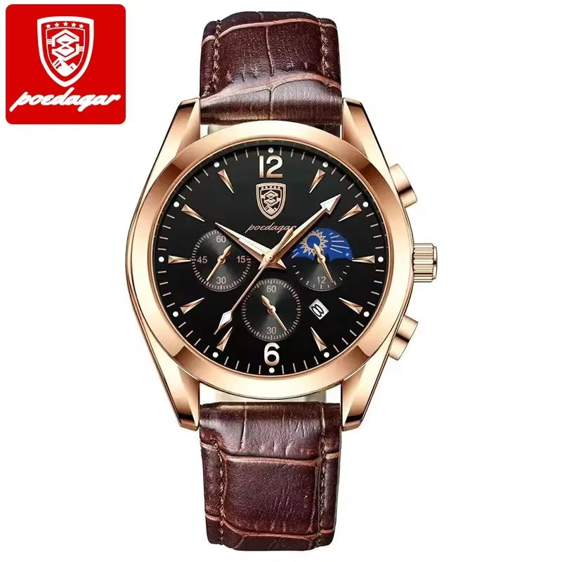 Luxury Men's Stainless Steel Quartz Watch with Date, Waterproof, and Luminous Features - Korean Fashion Design