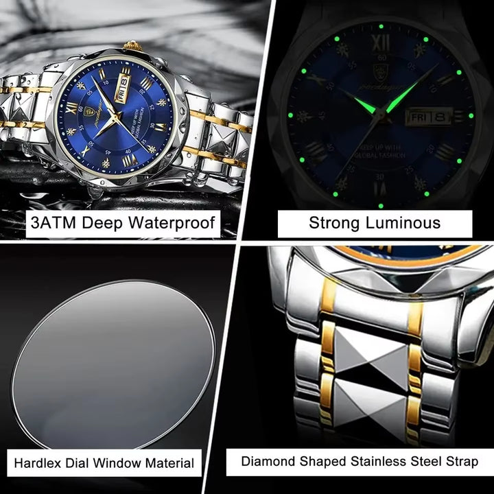 "615 New Arrival Luxury Men's Stainless Steel Waterproof Quartz Watch with Luminous Features"