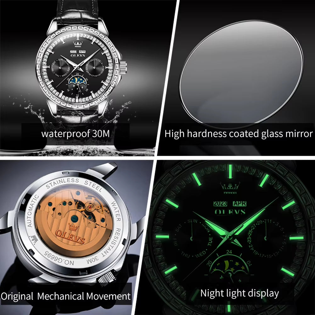 6695 Business Casual Mechanical Customized Watches for Men Waterproof