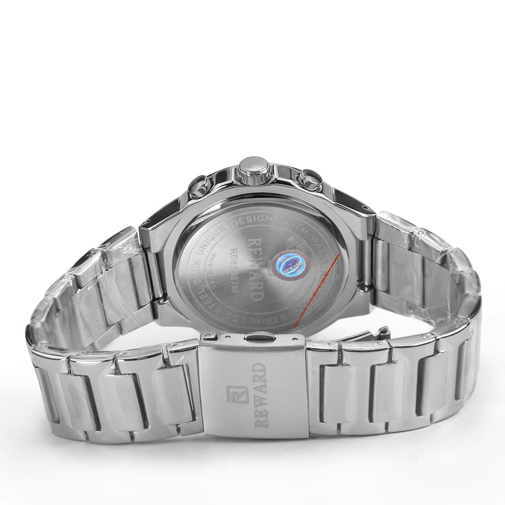 Luxury Men's Quartz Watch in Stainless Steel - Silver and Blue - OEM Design - 24-Hour Timepiece