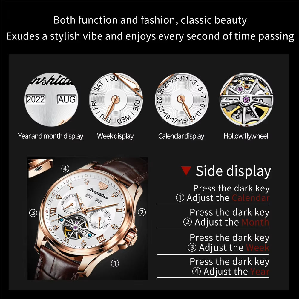 8926 Custom Men Watch Luxury Brand Fashion Mechanics Wristwatch Belts Leather Waterproof Automatic Watch