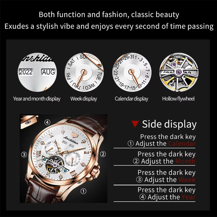 8926 Custom Men Watch Luxury Brand Fashion Mechanics Wristwatch Belts Leather Waterproof Automatic Watch