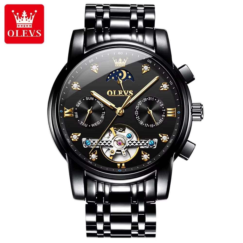 6678 Relogio Factory Custom Watch Skeleton Stainless Steel Mechanical Automatic Watches for Mens Watches Luxury