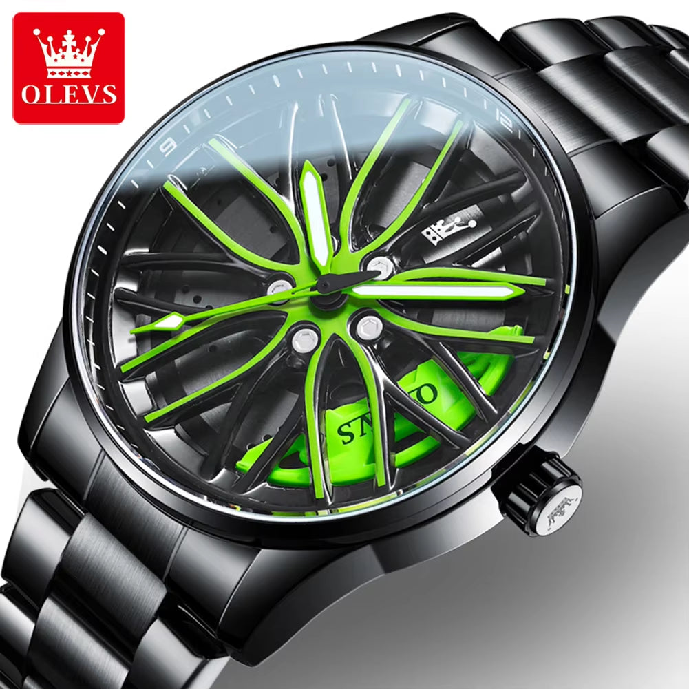 9937 Wholesale Band Unique Creative Quartz Branded Blue Waterproof Car Rim Wheel Steering Watch for Man