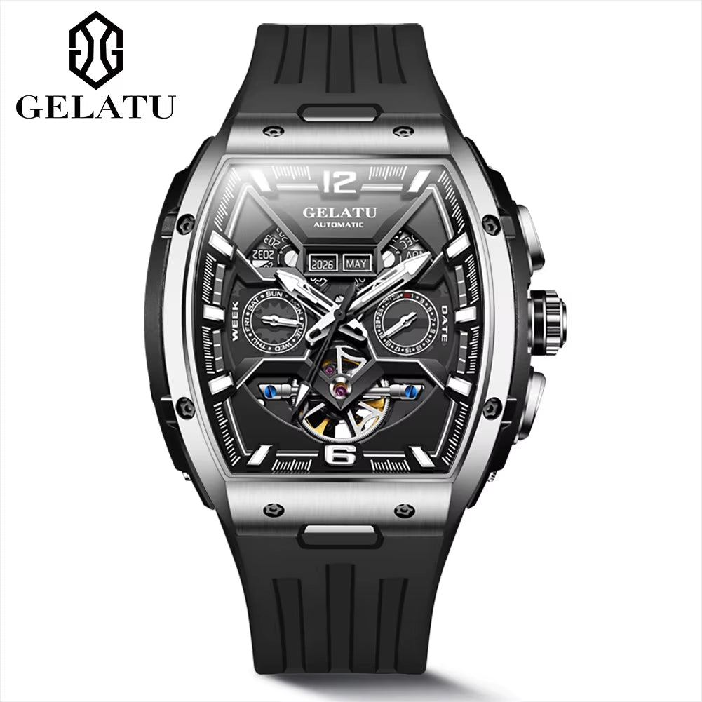 6013 Sport Fashion Luxury Oem Custom Logo Waterproof Hollow Relojes Tourbillon Automatic Mechanical Watch for Man