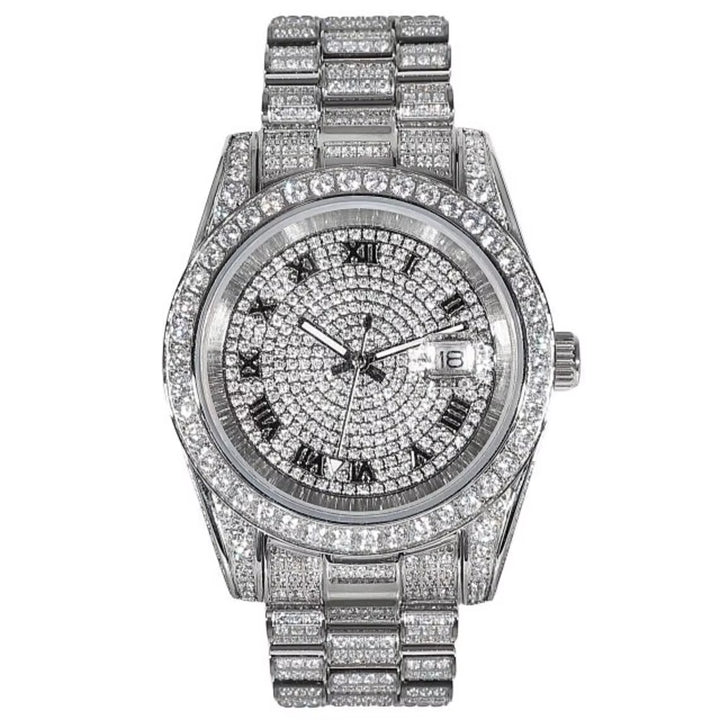 Hiphop Hip Hop Quartz Montre Women Men Iced Out Diamond Vvs Moissanite Watch