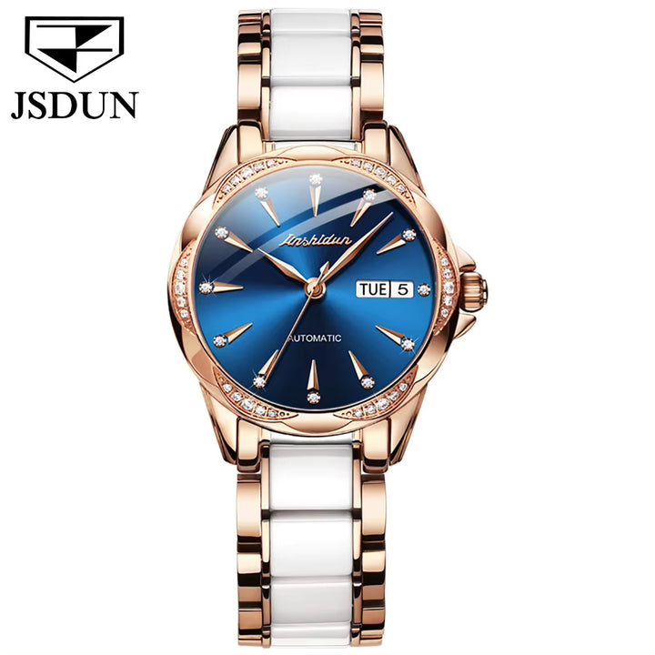 8821Original Brand Ceramic Stainless Steel Jewelry Diamond Fashion Watch Women Wrist Luxury Ladies Mechanical Wrist Watch