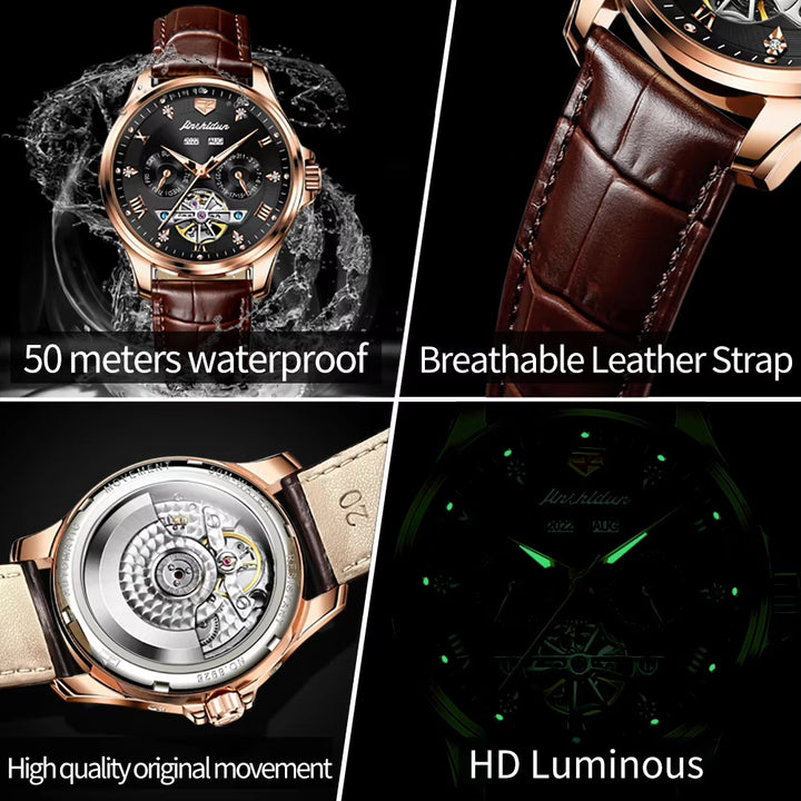 8926 Custom Men Watch Luxury Brand Fashion Mechanics Wristwatch Belts Leather Waterproof Automatic Watch