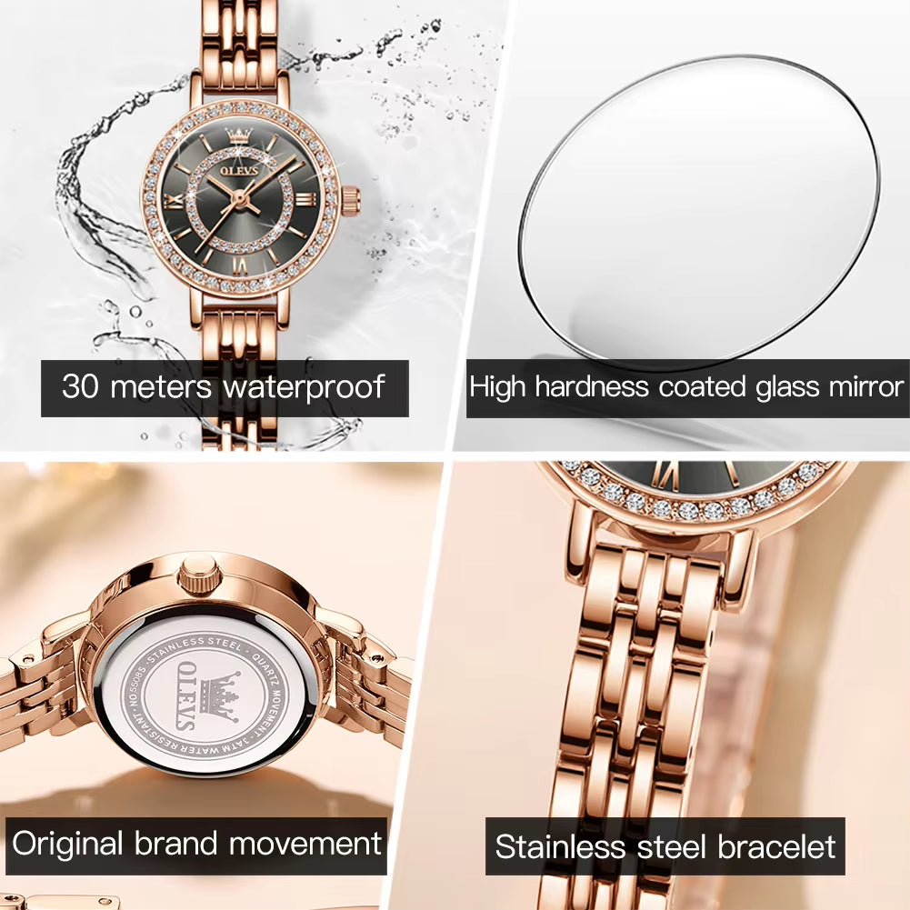 5508 Girl Gifts Diamond Watch Fashion Beatiful Luxurious Diamond Waterproof Steel Mesh Dressing Quartz Women Watch