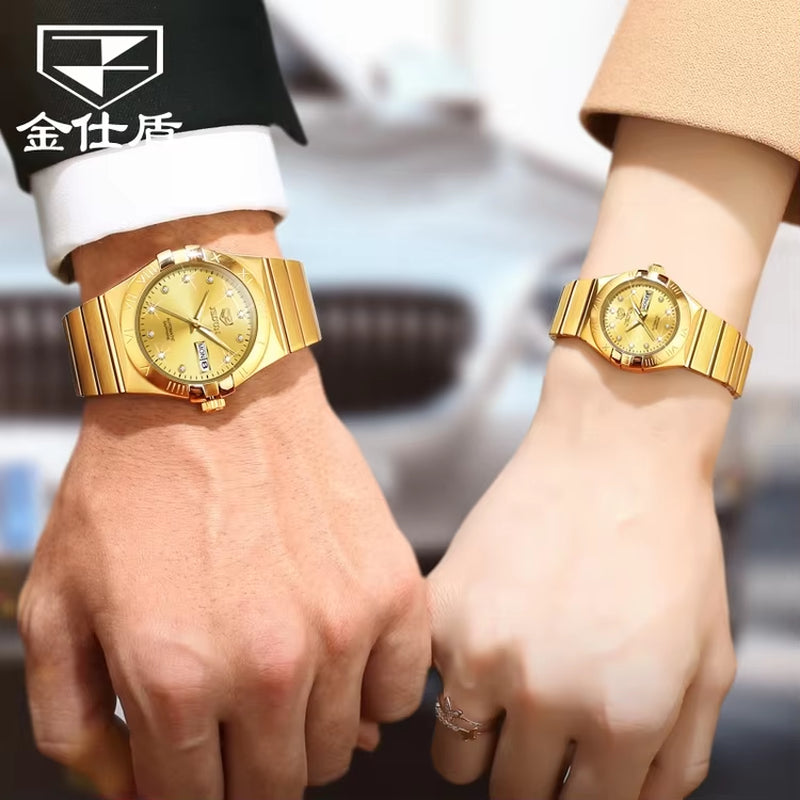 8848 China Made Couple Imported Movement Stainless Steel Stylish Coated Glass Waterproof Mechanical Watch