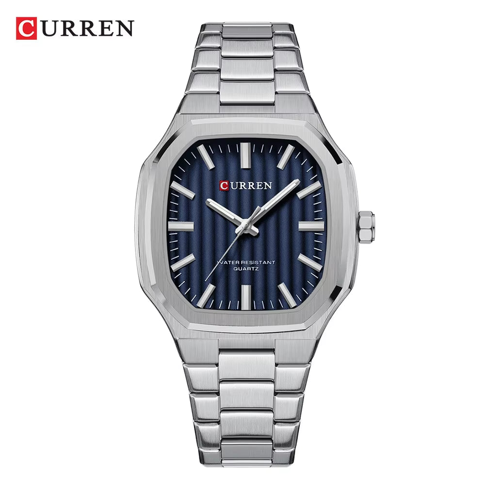 Men's Golden Luxury Quartz Watch - Full Stainless Steel Luminous Timepiece 8458