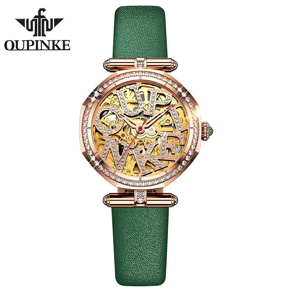 3175 OEM Custom Logo Simple Watch Women'S Waterproof Mechanical Timing Watch Wholesale Lady Leather Women Watch