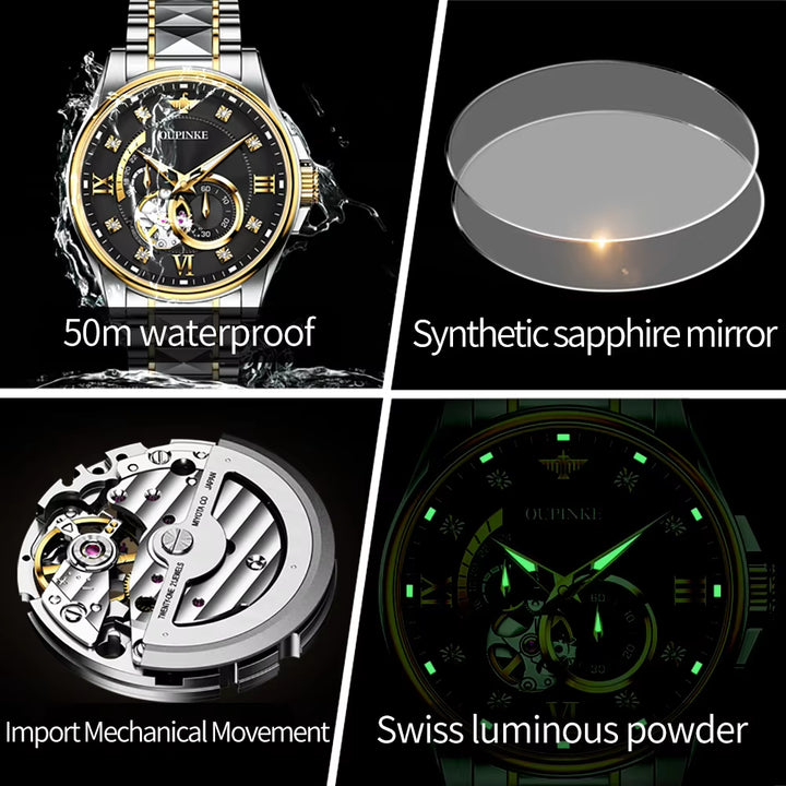 3245 Custom OEM Premium Luxury Japanese Automatic Tourbillon Mechanical Watches for Men with Luminous Feature