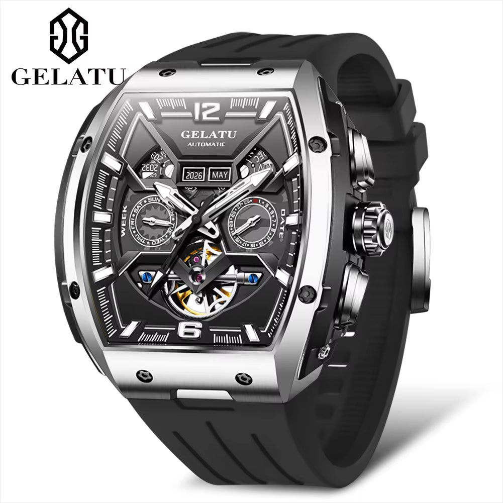 6013 Sport Fashion Luxury Oem Custom Logo Waterproof Hollow Relojes Tourbillon Automatic Mechanical Watch for Man