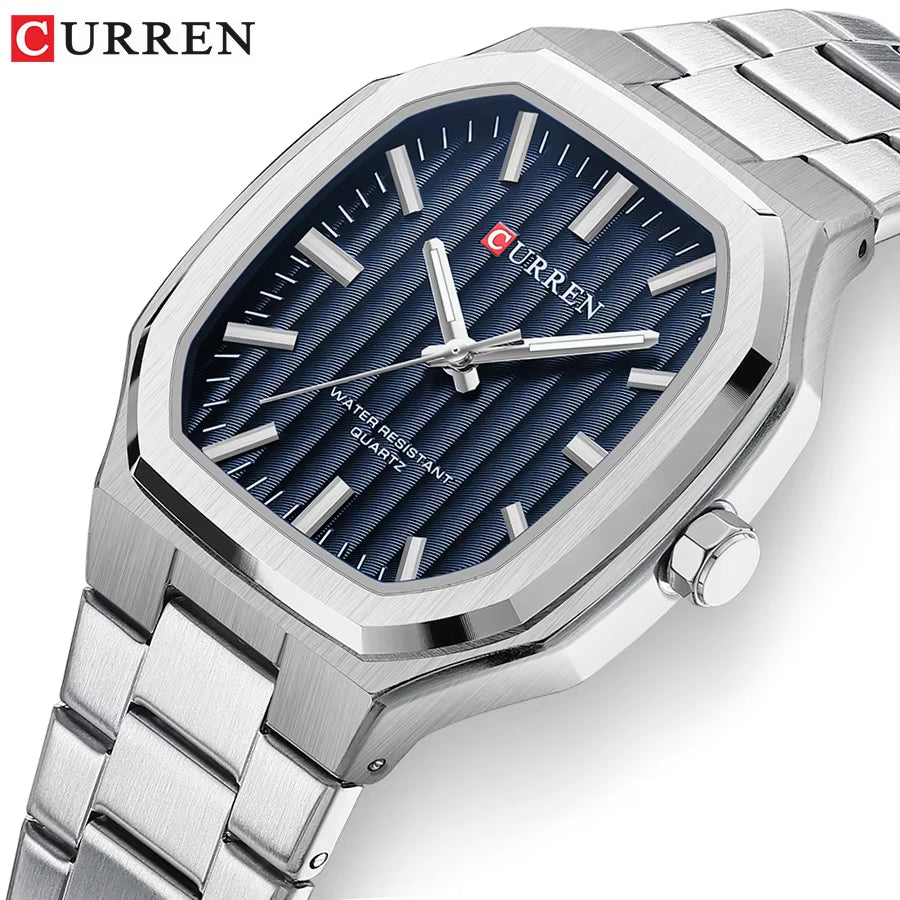 Men's Golden Luxury Quartz Watch - Full Stainless Steel Luminous Timepiece 8458