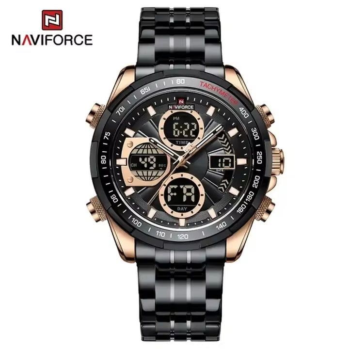 Luxury Multi-Time Zone Men's Quartz Watch - High-Quality Wristwatch with Day and Week Display