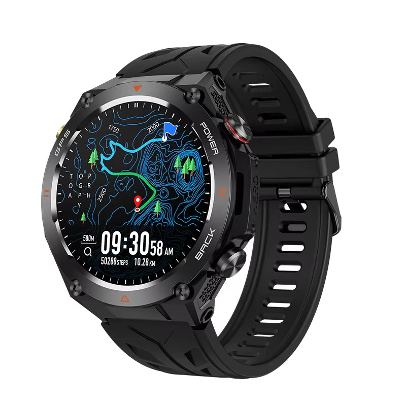 2024 KC82 GPS Smartwatch with Bluetooth Calling, 650mAh Battery, 1.45" Round Display, 1ATM Waterproof Rating, Health Monitoring, and Sports Features for Men