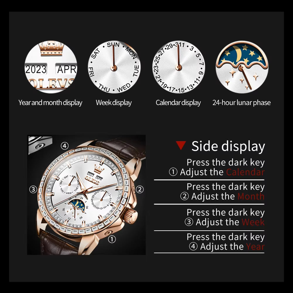 6695 Business Casual Mechanical Customized Watches for Men Waterproof