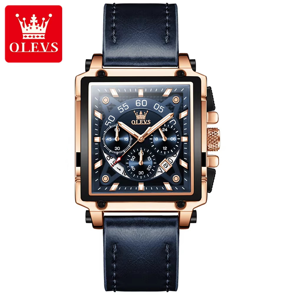 Olevs 9919 Luxury Quartz Wristwatch for Men with Custom Logo and High-Quality Leather Straps