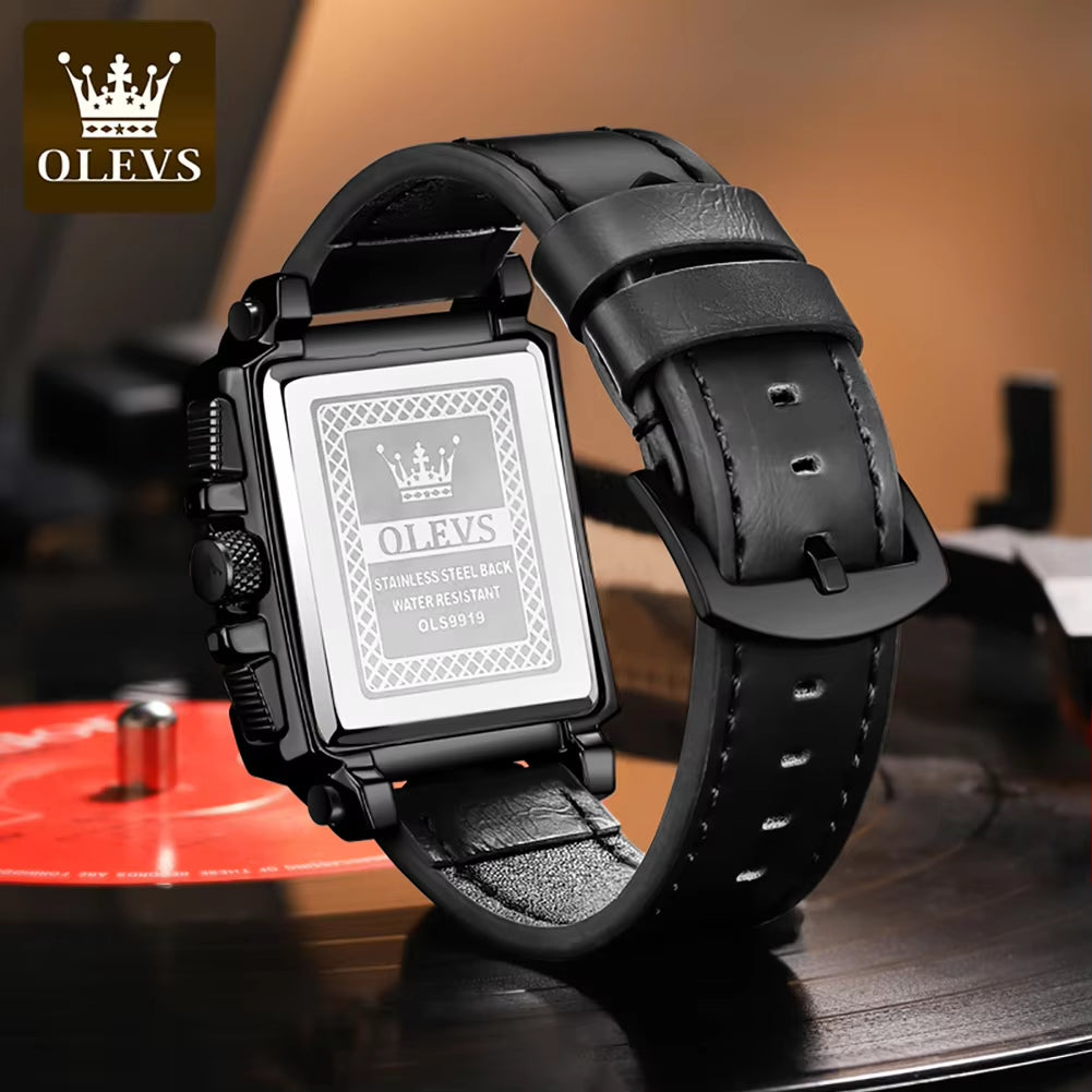 Olevs 9919 Luxury Quartz Wristwatch for Men with Custom Logo and High-Quality Leather Straps