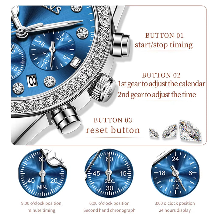 9909 Relogio Feminino Moissanite Watch Rose Gold Fashion Women Watches Classic Luxury Wristwatch Diamond Quartz Watch