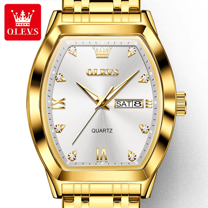 5528 Men's Luxury Gold Square Analog Quartz Watch - Waterproof Men's Wristwatch