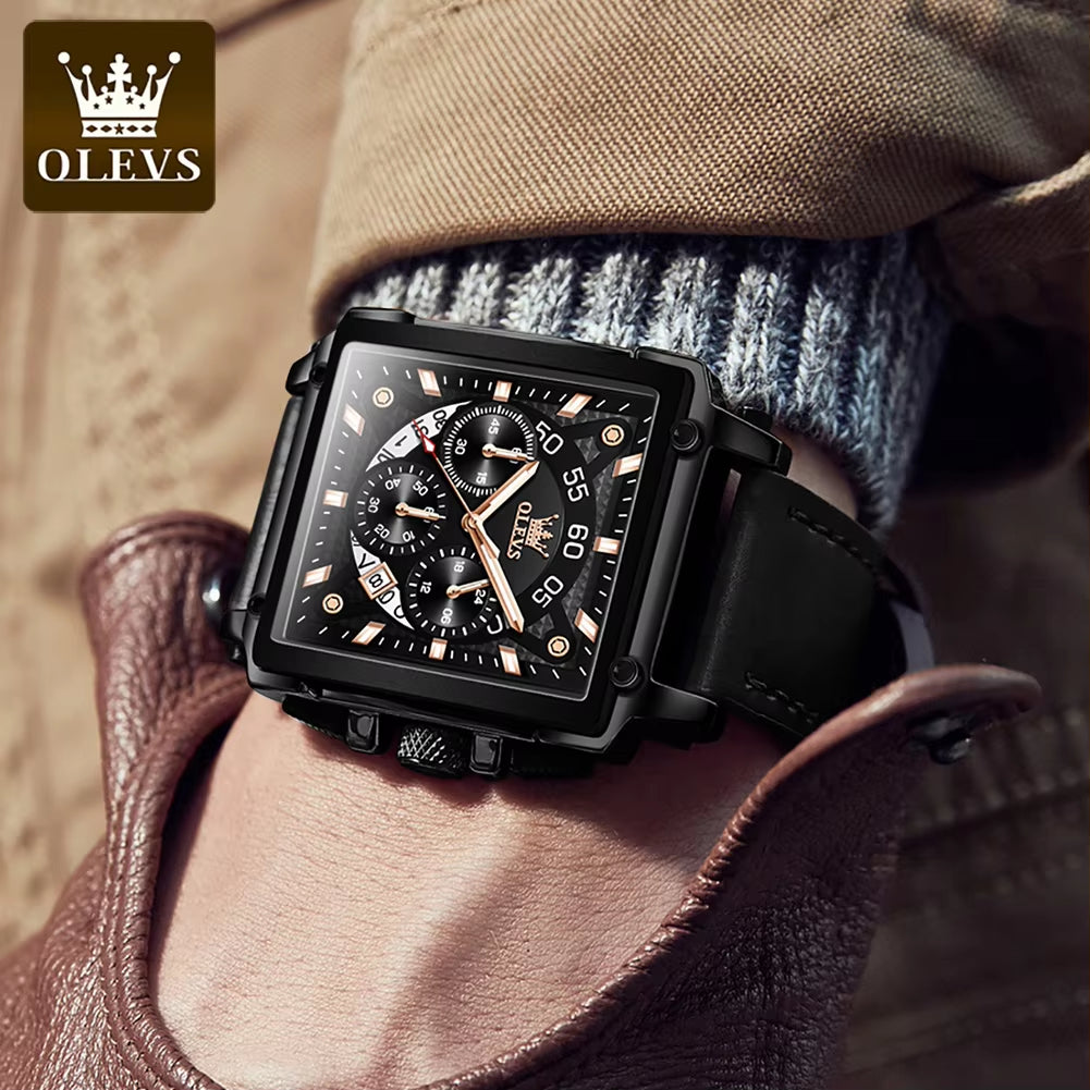 Olevs 9919 Luxury Quartz Wristwatch for Men with Custom Logo and High-Quality Leather Straps