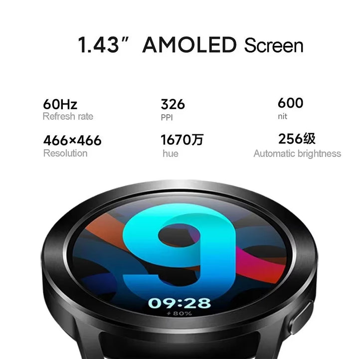 Watch S3 1.43" AMOLED Display Smart Watch Heart Rate Blood Oxygen Monitoring 5ATM Waterproof Sports Tracking